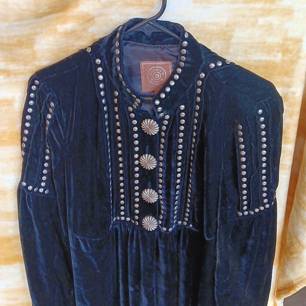 Vintage SOFT black velour western holiday jacket w studs